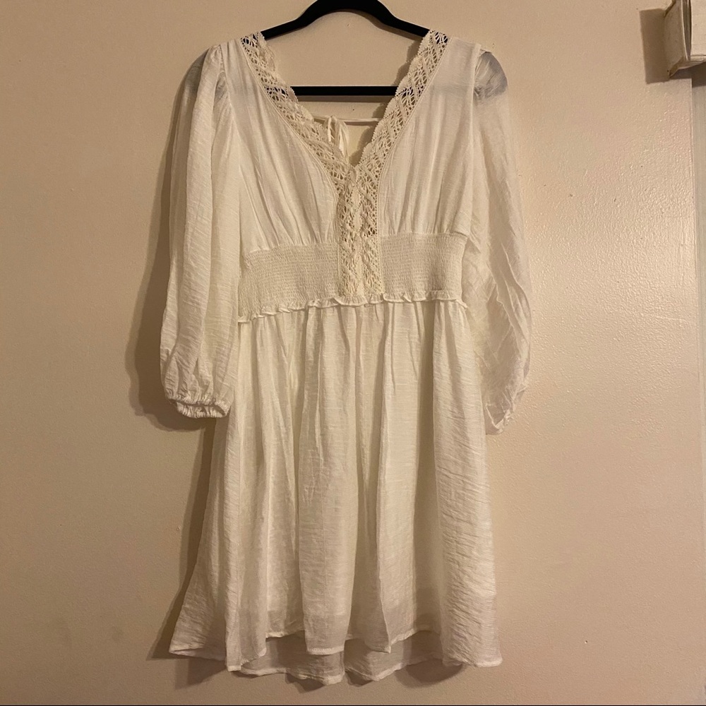 Ignatius smocked crochet lace dress ❕